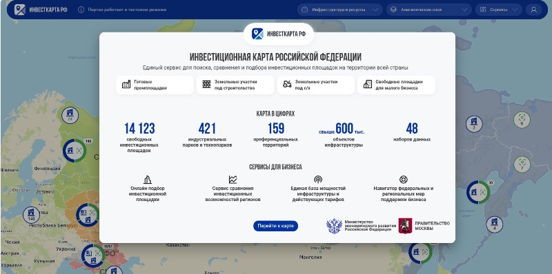 Более 14 тысяч площадок под производства: Минэкономразвития представило инвестиционную карту России.